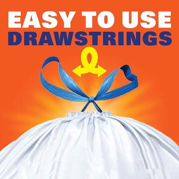 Hefty Strong 13 Gallon Trash Bags, Tall Kitchen Bags, Unscentedlarge Bags with Drawstrings, Durable Closure, Resists Leaks, Punctures, and Tears,