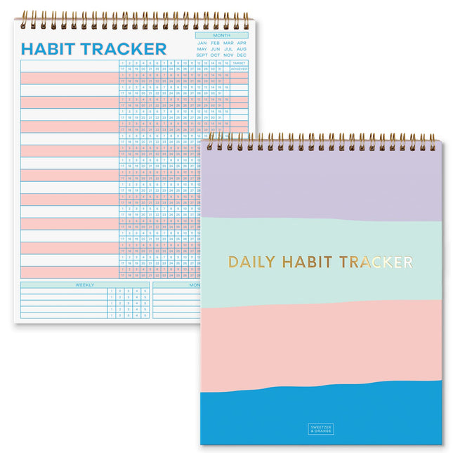 S&O Striped Habit Tracker Calendar - 24 Month Daily task Journal - Undated Routine Planner with Personalized Goal Chart 