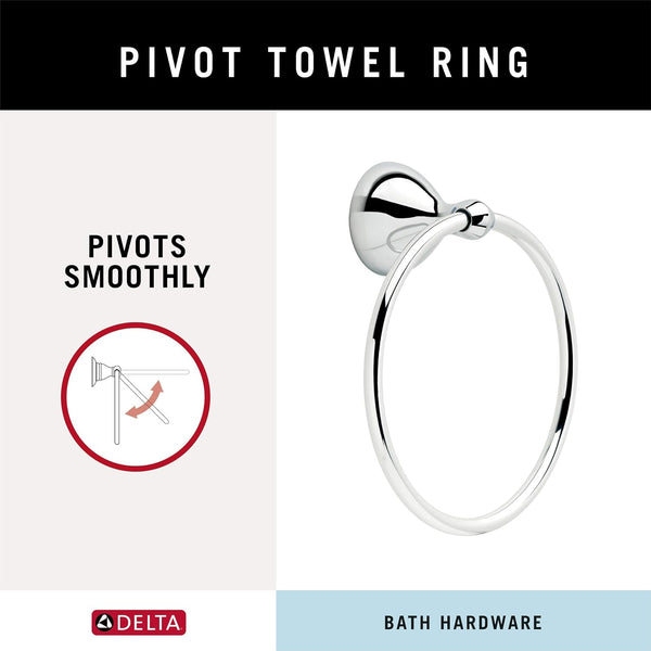 Delta Foundations (1-Pack) Hand Towel Holder Polished Chrome Towel Racks for Bathroom Wall round Towel Ring Holder for Bath Towel Hanger for