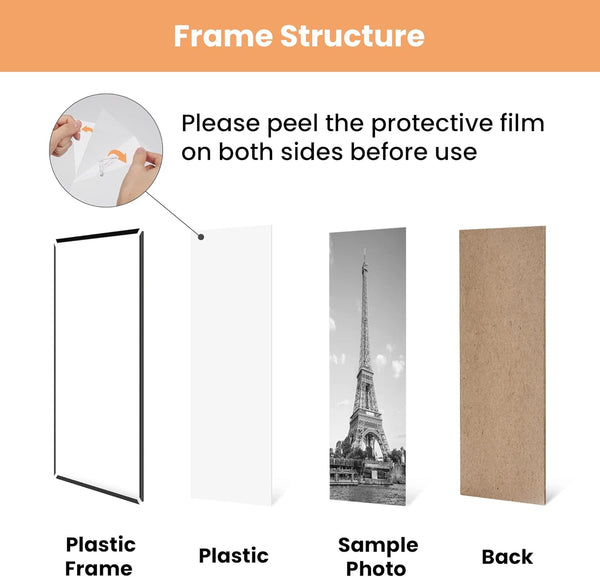 Upsimples 11X17 Picture Frame Black 3 Pack, Scratch-Proof 11 X 17 Poster Frames for Photo Gallery - Slide-In Strips, Horizontal or Vertical Wall