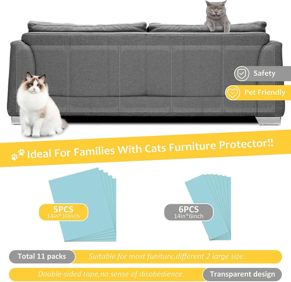 Xmzcymyo anti Cat Scratch Furniture Protectors, 11PCS Cat Scratch Deterrent Tape, Couch Corner Protectors for Cats, Double Sided Sofa anti
