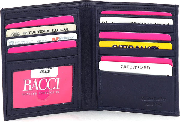 Li RFID Blocking Wallet for Men - Genuine Leather Wallet with 13 cards, 2 inner, 2 plastic inserts slots, 1 ID Window, 2 Small Coin & 2 cash