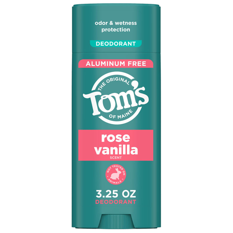 TomâS of Maine Rose Vanilla Aluminum Free Natural Deodorant for Women & Men | Goes on Clear | Odor & Wetness Protection | Naturally Derived and