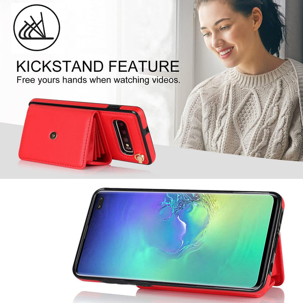 Asuwish Phone Case for Samsung Galaxy S10 plus Wallet Cover with RFID Blocking Credit Card Holder Wrist Crossbody Strap Lanyard Stand Cell