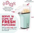 DASH Fresh Pop Popcorn Maker - Oil-Free, Air Popcorn Popper - With Measuring Cup & Recipe Guide - Perfect for Movie Nights - 16 Cups, Aqua Aqua 16