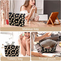 Cosmetic Bag Makeup Bag Preppy Cute Corduroy Toiletry Bag for Women Travel Essentials (Full Beige)