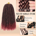 8 Packs Passion Twist Crochet Hair 12 Inch Bohemian Curly Braids Water Wave Hair for Passion Twist Braiding Hair Synthetic Fiber Hair Extensions