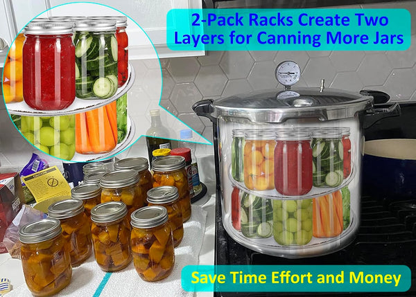 2-Pack 11" Pressure Canner Rack + Cotton Jars Mat, 304 Stainless Steel Cooking Rack, 11 Inch Canning Rack Replacement for Presto All-American and
