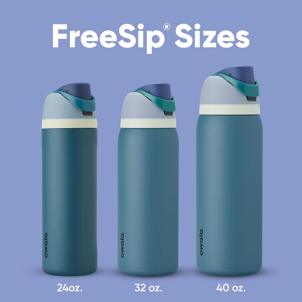 Owala Freesip Insulated Stainless Steel Water Bottle with Straw for Sports, Travel, and School Bpa-Free Sports Water Bottle, 24 Oz, Denim