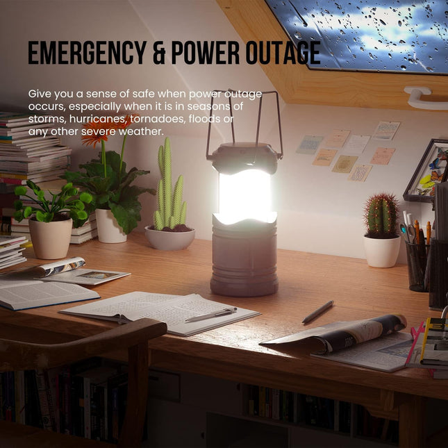 Lichamp LED Camping Lantern, 4 Pack Battery Powered Flashlight for Power Outages, Portable Collapsible Hanging Light Ess
