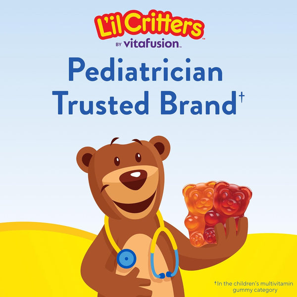 L'Il Critters Gummy Vites Daily Kids Multivitamins Assorted Fruit Flavors for Ages 2+ Toddlers & Kids, Gummy Vitamin with Vitamin C and D, 95-190