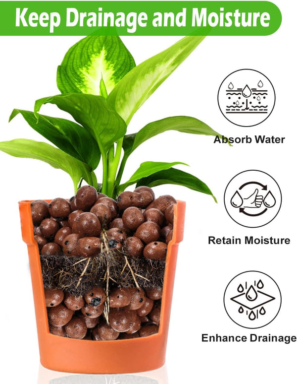 TOYPOPOR Leca Clay Pebbles for Plants, (3 Quarts) Leca Balls, Lightweight Clay Ball, Potting Mix, Grow Media Used for Drainage, Decoration,