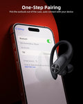 Pocbuds Bluetooth Headphones Wireless Earbuds 80Hrs Playtime Wireless Charging Case Digital Display Sports Ear Buds with Earhook Deep Bass IPX7