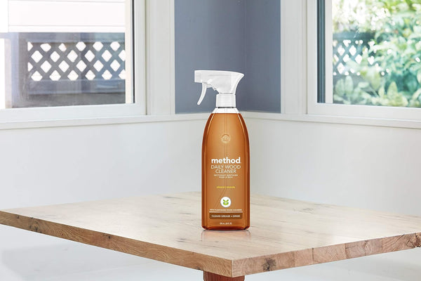 Method Daily Wood Cleaner, Almond, Plant-Based Formula That Cleans Shelves, Tables and Other Wooden Surfaces While Removing Dust & Grime, 28 Oz