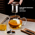 PARACITY Glass Teapot Stovetop 22 Oz/650Ml, Tea Pot with Removable 18/8 Stainless Steel Infuser, Borosilicate Clear Tea Kettle, Teapot Blooming