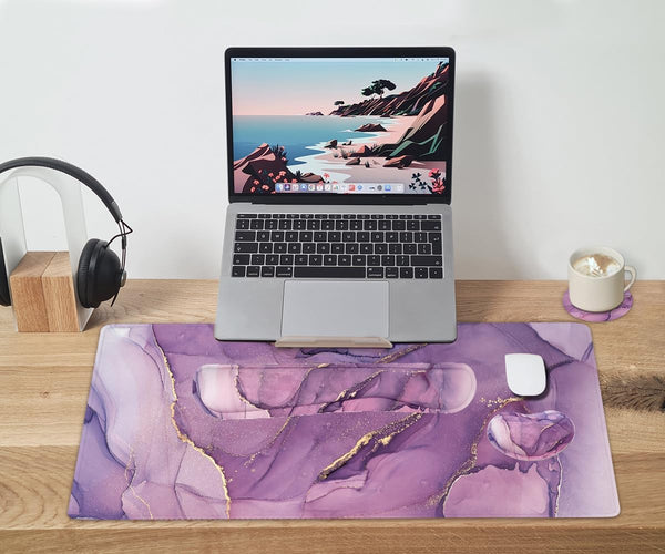 Large Keyboard Mouse Pad Set, Extended Mouse Pad+Keyboard Wrist Rest Support, Memory Foam Ergonomic Easy Typing, 4Pcs (35.4×15.7 in) Desk Pad Set