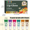 AZEN 24 Pack Lip Gloss Set, Clear Lip Gloss Bulk, Lip Oil for Dry Cracked Lips Moisturizing Hydrating Nourishing with Vitamin E, Valentines Gifts