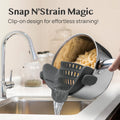 Kitchen Gizmo Snap N' Strain - Silicone Pasta Strainer Clip-On for Pots and Pans - Heat Resistant Colander for Vegetables and Noodles - Kitchen
