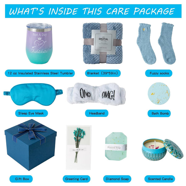 Gifts Basket for Women,Birthday Gifts for Women Birthday Presents Friendship Gifts Get Well Soon Gifts Self Care Package Gifts Blue Gift Box