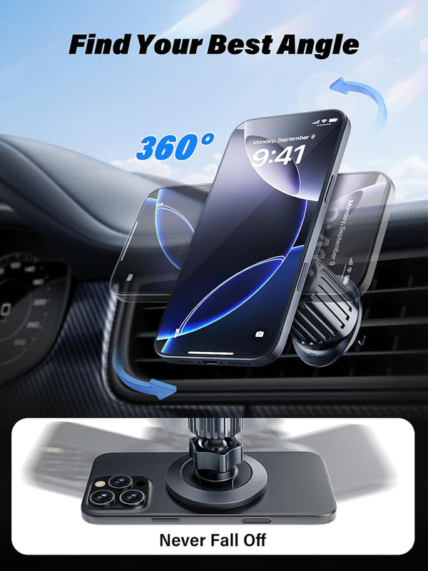 [Military-Grade] Magnetic Phone Holder for Car [Upgraded Strongest Magnet Power] Car Magnet Phone Mount, Air Vent Hands-Free Mag-Safe Cell Phone