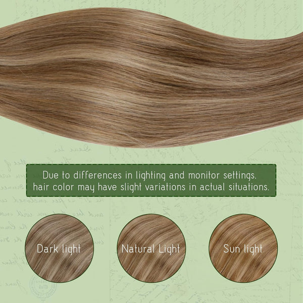 RUNATURE Clip in Hair Extensions Real Human Hair, Remy Hair Extensions Clip Ins for Women, Thick Natural Human Hair, 12 Inch 80G 7Pcs, 0P16 Dark