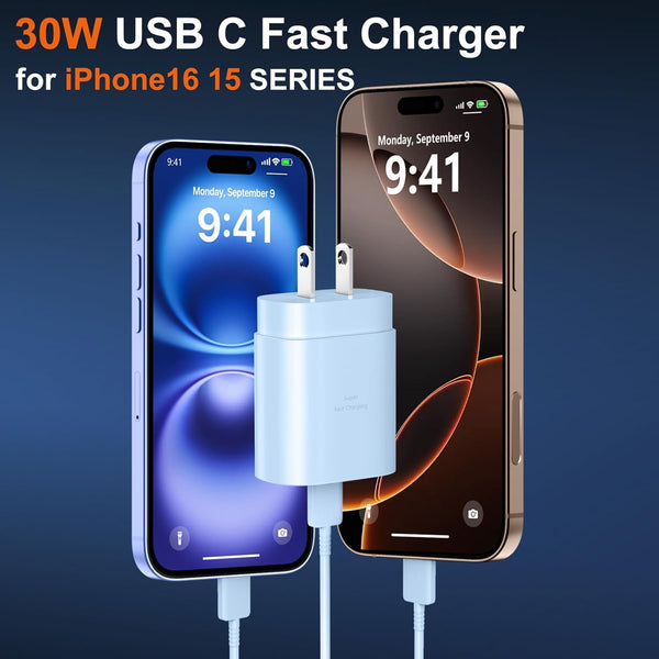 I.Phone 16 15 Pro Max Charger Fast Charging, 30W USB C I.Phone 15 16 Pro Max Fast Charger Block with 10FT Long USB C Charging Cable for Iphone 16
