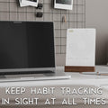 Habit Tracker with Walnut Wood Stand - 36 Months of Habit Tracking, Elegant Habit Calendar Desk for Goal Tracking