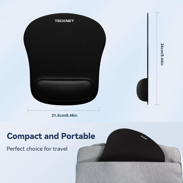 Mouse Pad with Wrist Support, TECKNET Ergonomic Gaming Mouse Pad Pain Relief, Portable Comfortable Mousepad for Computer, Laptop, Office, Home and