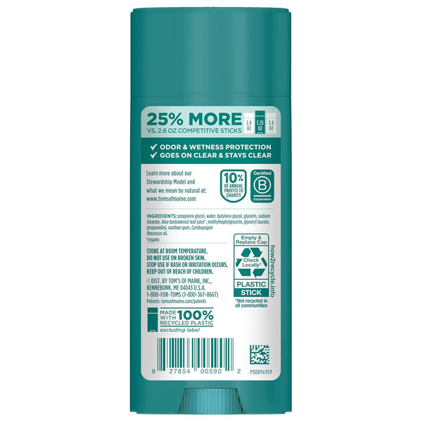 TomâS of Maine Unscented Natural Deodorant for Women and Men, Aluminum Free, 3.25 Oz
