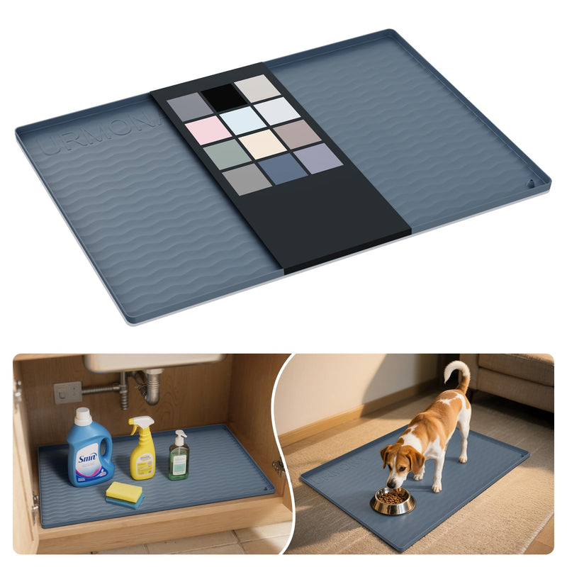 Waterproof Silicone under Sink Mat 31'' X 22'' Shelf Liner for Kitchen and Bathroom, Cabinet and Counter Protector, Storage and Organizers, Litter