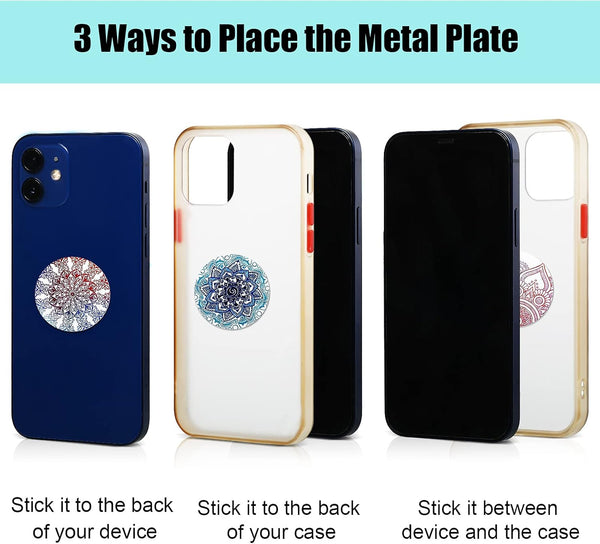 Weewooday 8 Pcs Phone Magnet Car Metal Mount Plate for Cell Holder Compatible with Magnetic Car Mounts Replacement Sticker(Mandala Style)