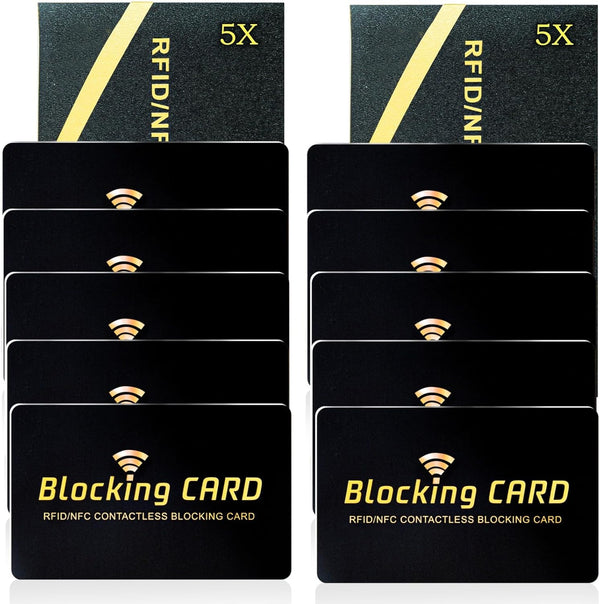 RFID Blocking Card 10 Pack,One Card Protects Entire Wallet,Rfid/Nfc Contactless Bank Debit Credit Card Protector ID ATM Guard Card Blocker,Smart