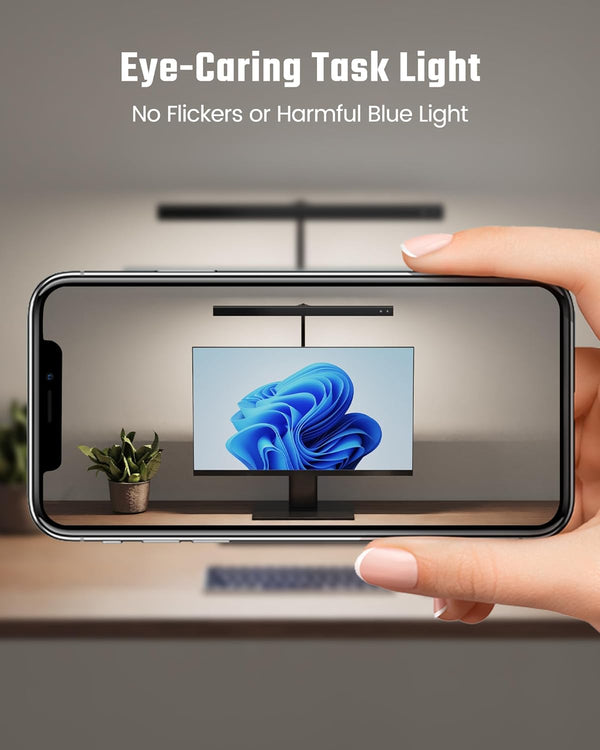SUPERDANNY LED Desk Lamp for Office Home, Eye-Caring Desk Light with Adjustable Gooseneck, 12W Touch Control Dimmable Brightness, Architect Clamp