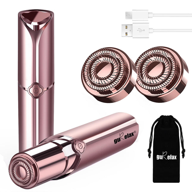 Facial Hair Removal for Women, Electric Painless Rechargeable Facial Hair Remover for Face, Lip, Chin with 2 x Replaceme