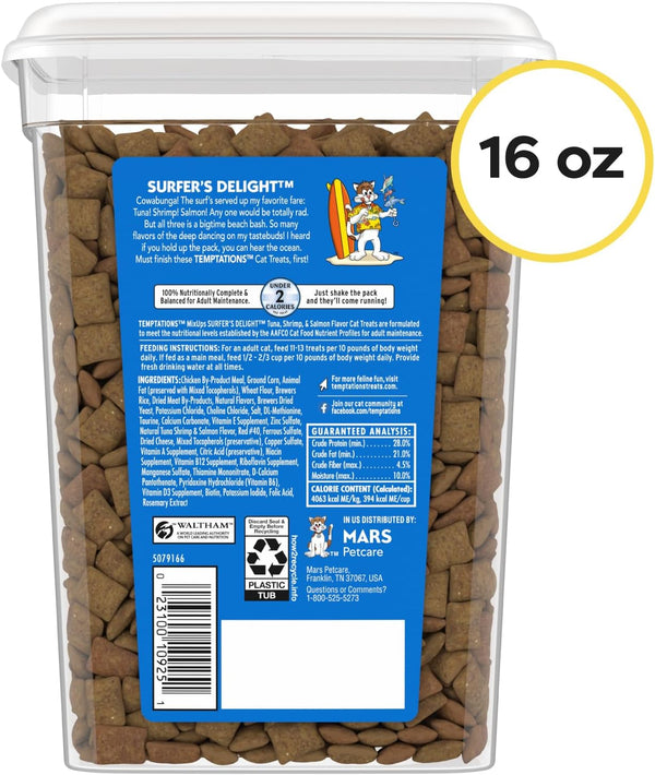Temptations Mixups Crunchy and Soft Cat Treats Surfer'S Delight Flavor, 16 Oz. Tub