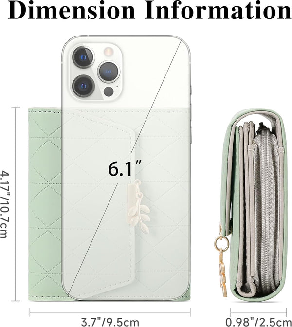 Bifold Wallet Women Leather RFID Blocking Card Holder Compact Wallet Zipper Coin Pocket with ID Window