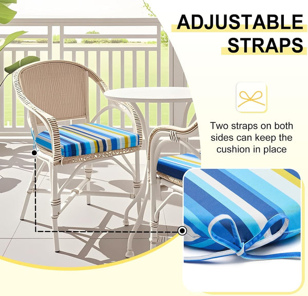 Downluxe Outdoor Chair Cushions Set of 4 for Patio Furniture, Water-Resistant Patio Chair Cushions with Ties, High Density Foam Outdoor Seat