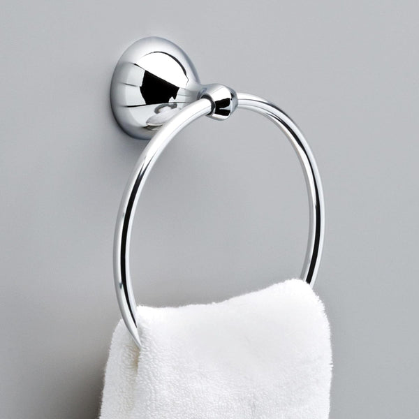 Delta Foundations (1-Pack) Hand Towel Holder Polished Chrome Towel Racks for Bathroom Wall round Towel Ring Holder for Bath Towel Hanger for