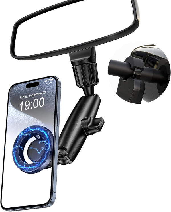Magnetic Phone Holder for Car, Rear View Mirror Phone Holder, 360Â° Rotating Car Phone Mount, Compatible with Iphone 16/15/14/13/12 Series and All