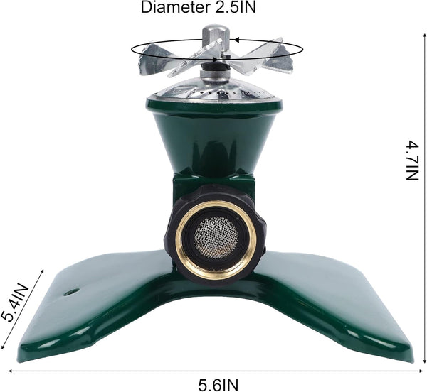 Biswing 1 Pack Lawn Sprinkler, Heavy Duty Metal Square Garden Sprinkler, 360 Degree Large Area Irrigation, Connectable Rotating Automatic Water