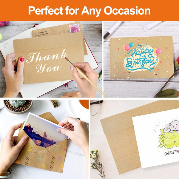 50Pcs Packed Kraft Envelopes,A4Envelopes, Printable Invitation Envelopes,4X6 Envelopes, Suitable for Weddings, Invitations, Photos, Postcards,