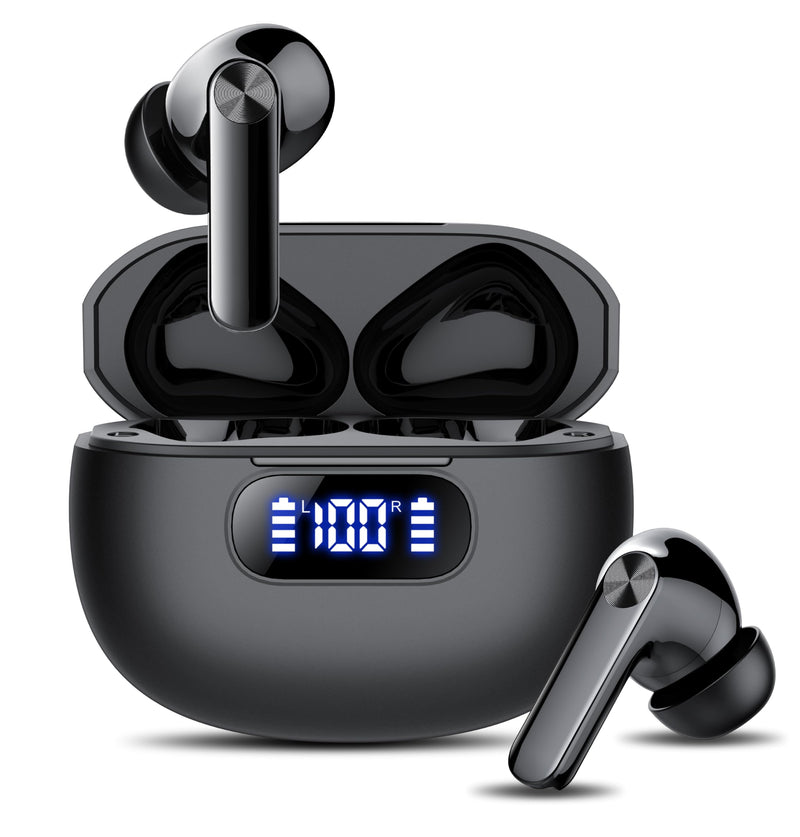 Wireless Earbuds, Bluetooth 5.3 Headphones LED Power Display, 2025 New Wireless Earphones, 4 ENC Noise Cancelling Mic, Hifi Stereo, 48H Playtime