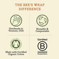 Bee'S Wrap Beeswax Wraps for Food - Honeycomb 3 Pack (S, M, L) Made in USA Reusable & Organic Food Wraps, Sandwich Wrap & Bowl Covers -
