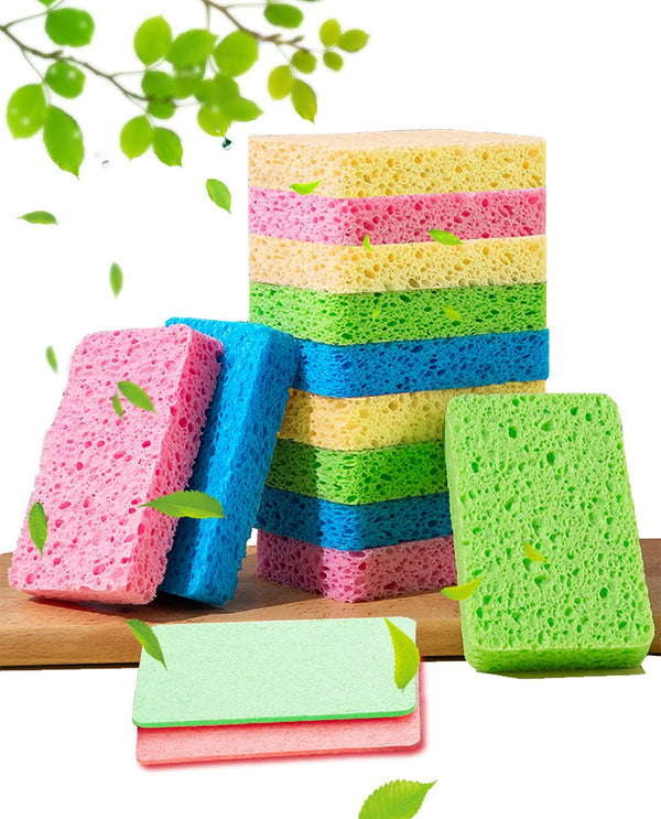 METUUTER 12-Count Kitchen Sponges- Compressed Cellulose Sponges Non-Scratch Natural Dish Sponge for Kitchen Bathroom Cars, Funny Cut-Outs DIY for