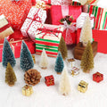 Aerwo 24Pcs Mini Christmas Trees Bottle Brush Trees with Wood Base, Christmas Village Trees for Tabletop Christmas Decor Holiday Winter Decorations
