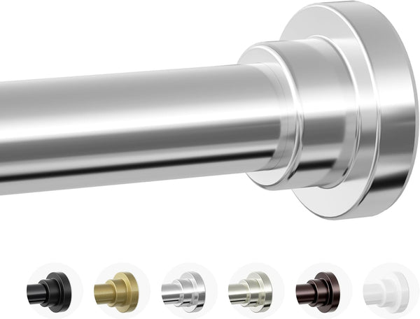 Shower Curtain Rod, 1" Diameter Heavy Duty Tension Shower Rod, Non Slip Adjustable 28-46 Inch No Drilling Shower Curtain Rods Spring Tension for