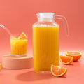 Joyjolt 60Oz Glass Pitcher with Lid (2 Lids) - Beverage Serveware and Storage Container for Cold Drinks and Liquids. Juice Container, Water Jug,