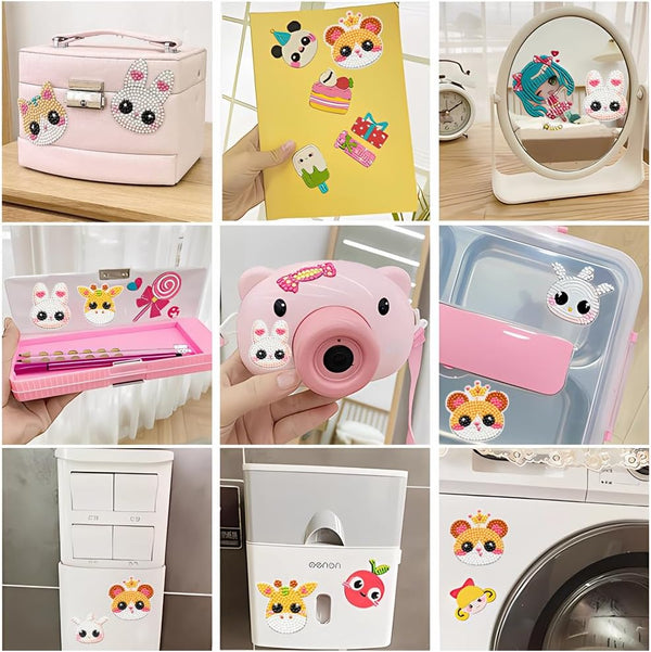 SINHOWANG Diamond Art Kits for Kids 4-8 Years Old, Arts and Crafts for Kids Ages 8-12 Girls Boys Art Supplies, 6Pcs Animal Mosaics Gem Stickers