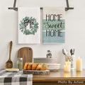 Artoid Mode Eucalyptus Buffalo Plaid Vase Home Sweet Home Kitchen Towels Dish Towels, 18X26 Inch Seasonal Decoration Hand Towels Set of 4