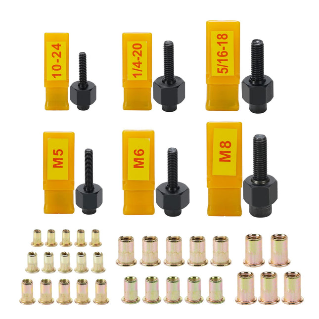 HIFESON Hand Rivet Nut Tool, Rivnut Tool - Metric & SAE with 30pcs Steel Rivet Nuts，Rivet Nut Kit with Sturdy Case Packe